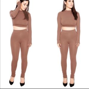 Naked Wardrobe Brown & Taupe 2 piece sets